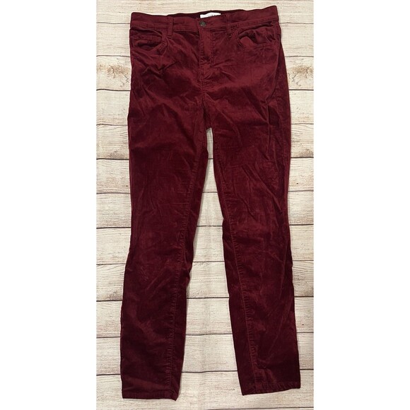 Loft Womens Red Velvet Velour Holiday Event Festive Elegant Pants 4/27 - Picture 1 of 7